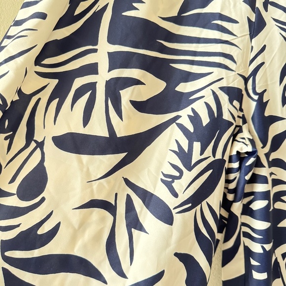 NWT Cupshe Navy White Tropical Floral Wide Leg Pants Size L - Picture 3 of 6